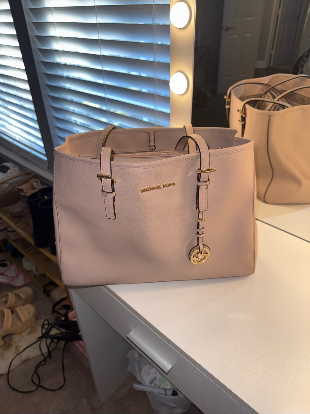 Michael Kors Blush Leather Tote with Gold Charm